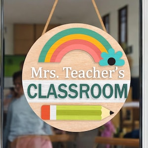 Classroom Door Hanger, Teacher Door Hanger, Teacher Gift Door Hanger, Pencil Door Hanger, MDF Wooden Sign for School Decor