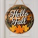 Hello Fall Wood Round Sign | Rustic Fall Door Hanger | Maple Leaf Fall ...