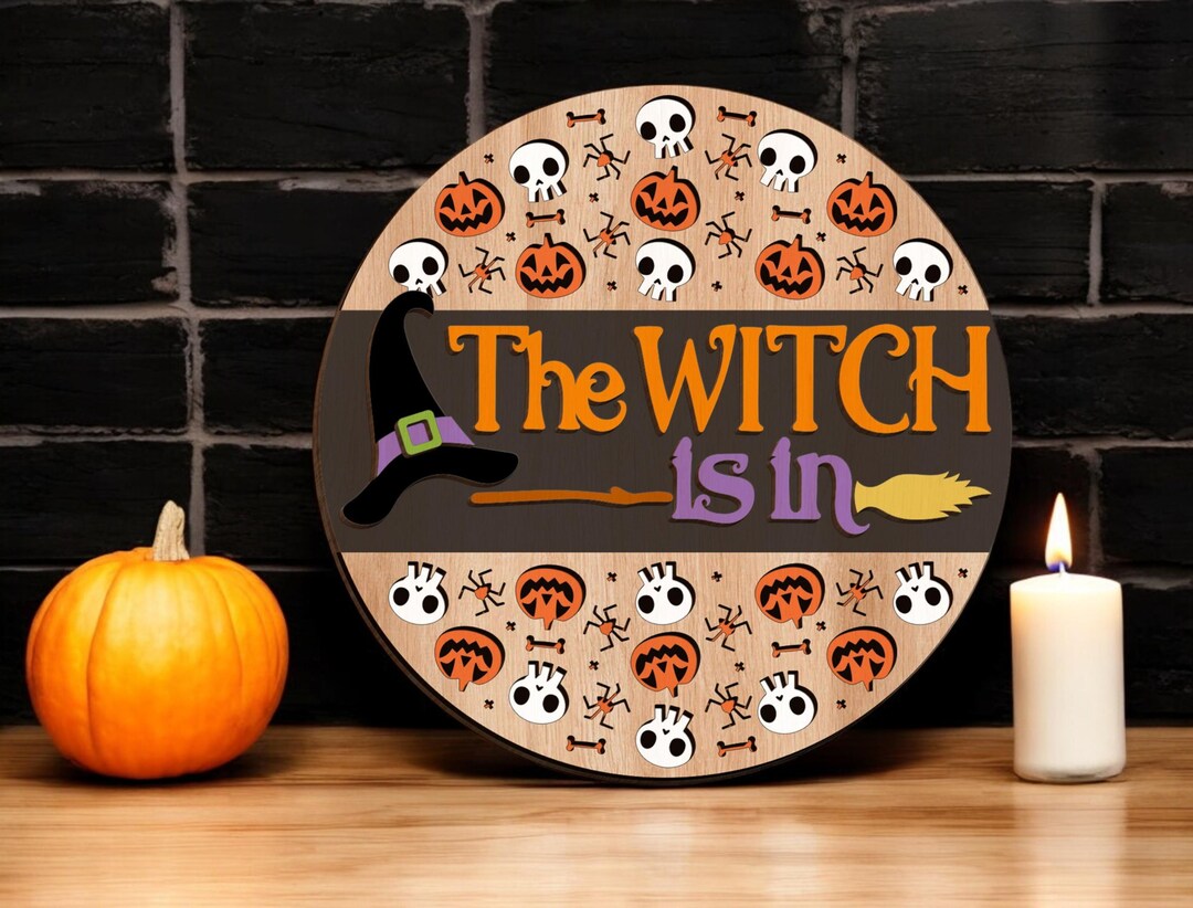 Halloween Door Hanger the Witch is in Sign | Funny Witch Wall Decor ...