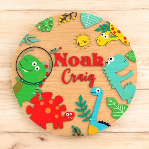 Letras de dinosaurio para guardería, letrero con nombre personalizado para habitación de niño, decoración de pared con temática de dinosaurio, letrero con nombre de dinosaurio divertido para niños, regalo personalizado para guardería