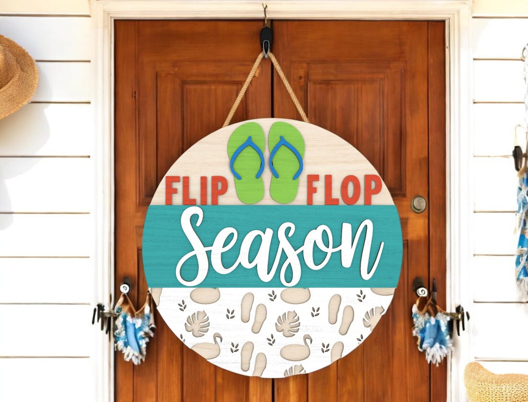 Flip Flop Season DIY Door Hanger Kit, Summer Door Sign, Laser Cut Wood ...