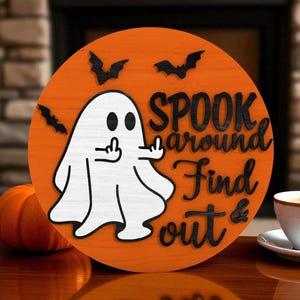 Gespenstische Türschild Türschild Türschild Türschild Türschild Türschild Lustiges Geist-Halloween-Zeichen | Rustikales hölzernes gruseliges Dekor | Deko für die Haustür