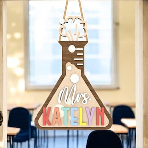 Custom 3D Science Teacher Name Sign, Science Classroom Decor, Teacher Door Hanger, Chemistry Lab Decor, MDF Laser Cut Wall Hanger