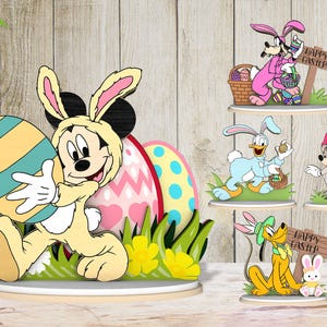 Easter Cartoon Standing Wood Sign Cut File Svg,Holiday Easter Home Decor Svg,Cartoon Characters Svg,Glowforge File,Holiday table Decor Svg