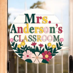 Personalisierte Lehrer Türschild, Klassenzimmer Dekor, Lehrer Türschild, Schule Türschild, Blumen Lehrer, Blumenschild Klassenzimmer Dekor