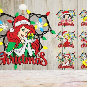 Personalized Cartoon Christmas Ornament Svg, Princess Christmas Ornament Svg,Christmas Wood Ornament Svg ,Christmas Decor,Glowforge Svg File
