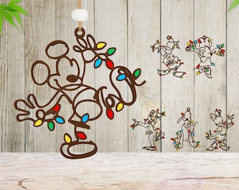 Christmas Wood Ornament Cut File Svg, Cartoon Christmas Ornament Svg,Happy Mouse Laser File For Christmas,Christmas Decor,Glowforge Svg File