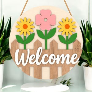Design spring flower signs, Wooden door hanger | Wooden Front Door Hanger | Perfect for Home Decor