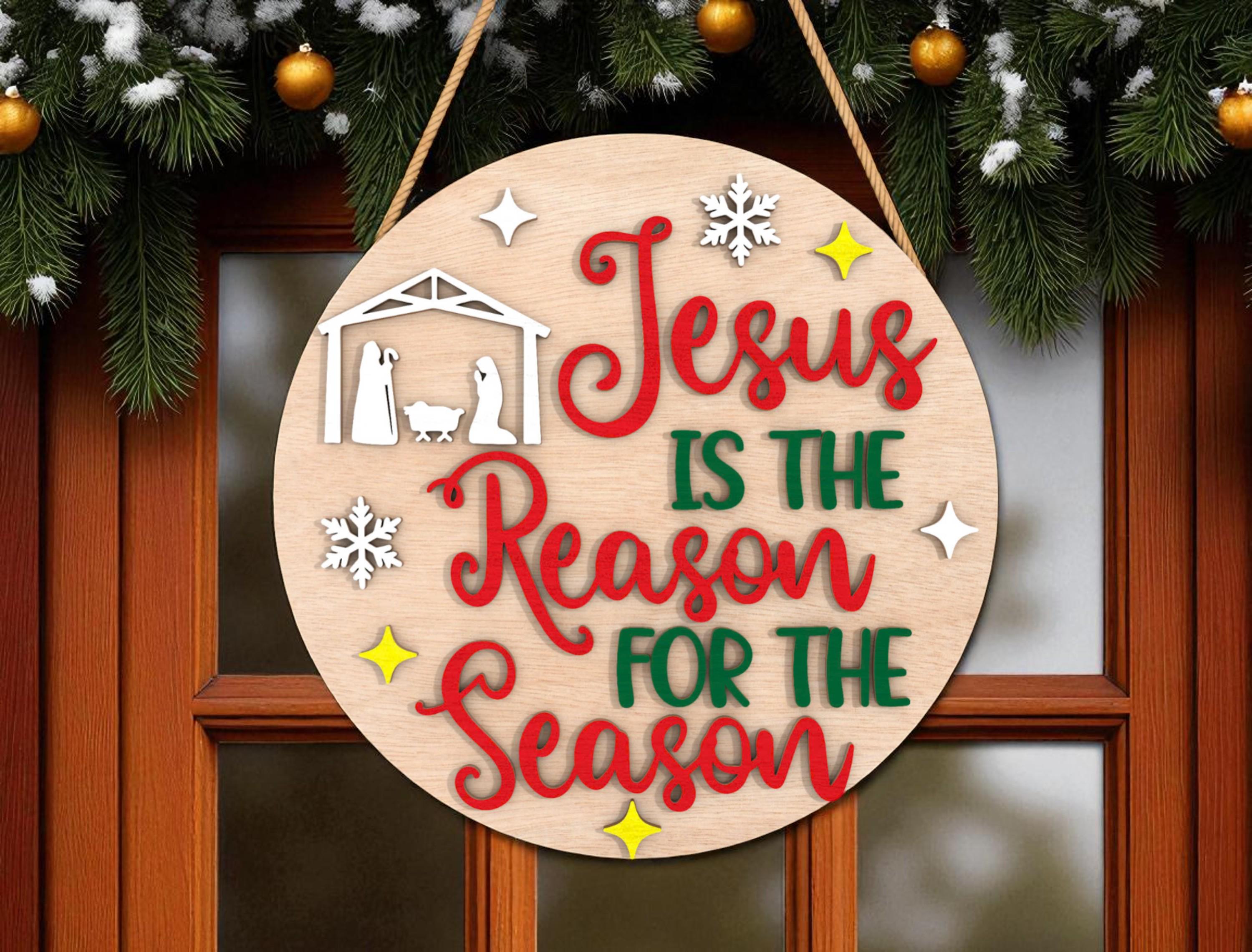 Christmas Nativity Door Banner - Jesus Is The Reason For The Season Holiday Door Decor - View #3