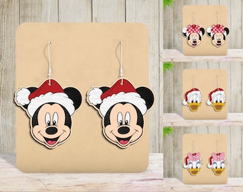 Cartoon Christmas Earring Laser Cut File Svg,Cartoon Mouse Head Earring Svg ,Mouse And Friends Earring Svg,Christmas Gift,Glowforge Svg File