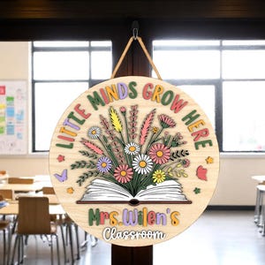 Personalized Classroom wood Teacher Door Sign | Classroom Teacher Gift | Colorful Teacher Decor | Custom Teacher Name Sign