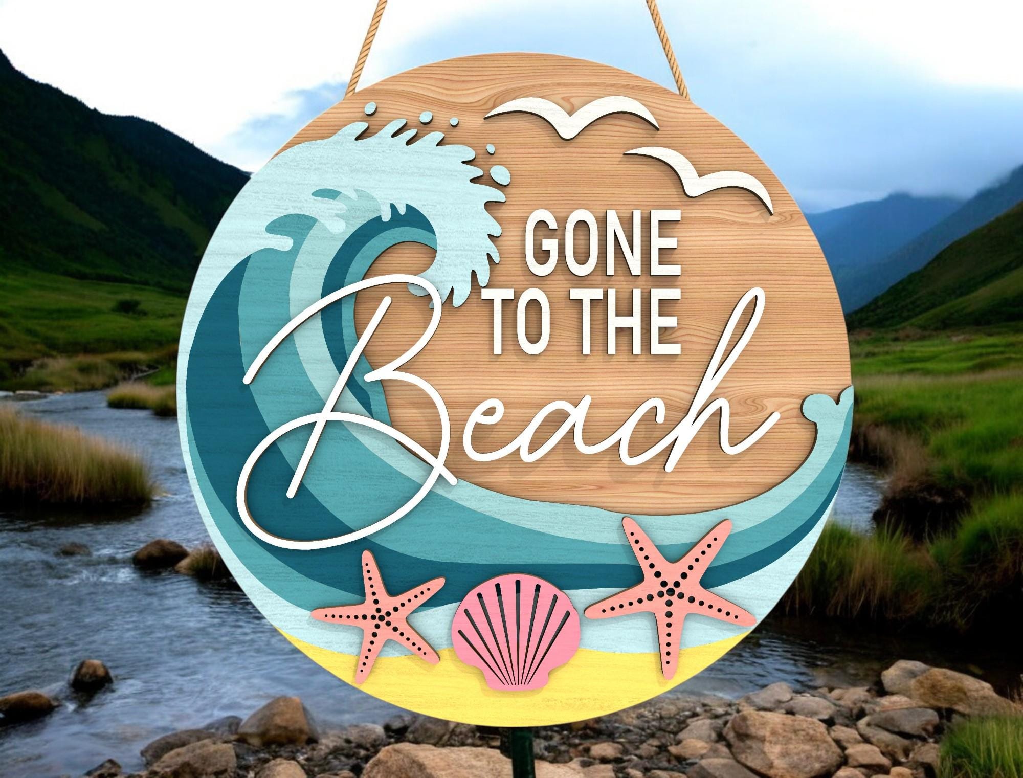 Beach Door Hanger, Beach Front Door Decor, Gone to the Beach Door