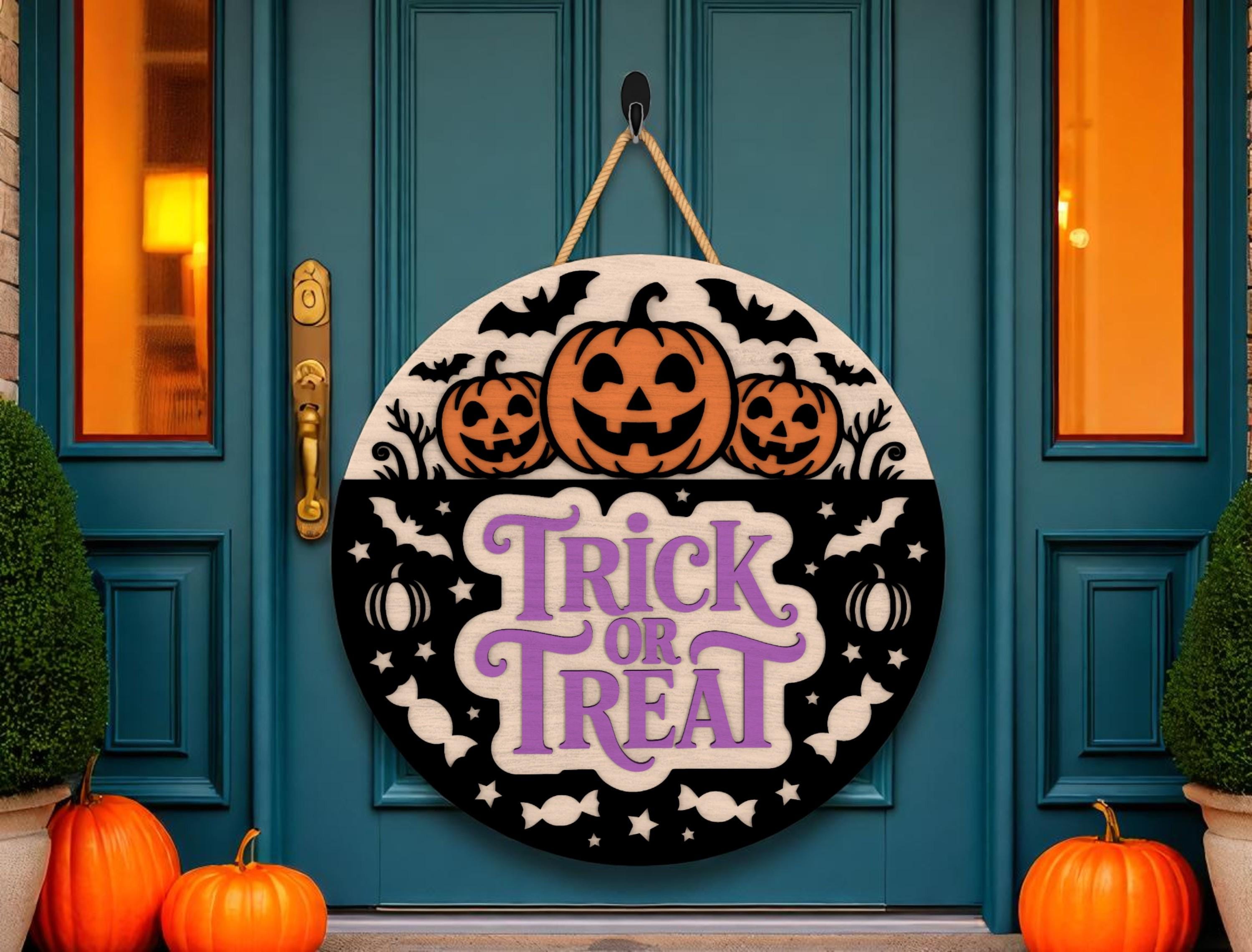 Pompoen Deurhanger | Pompoendecor voor voordeur - Spooky Happy Halloween Wall Plaques, Halloween Pumpkin Wall Sign voor Yard Home Garden Decoration