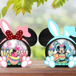 File di taglio laser di Pasqua dei cartoni animati multistrato 3D SVG, file di coniglietto multistrato SVG, personaggi dei cartoni animati SVG, uovo di Pasqua felice, decorazioni primaverili, file Glowforge