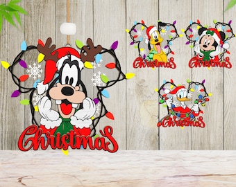 Cartoon Christmas Ornament Svg, Happy Mouse Laser File For Christmas,Christmas Wood Ornament Svg, Christmas Decor ,Glowforge Svg File