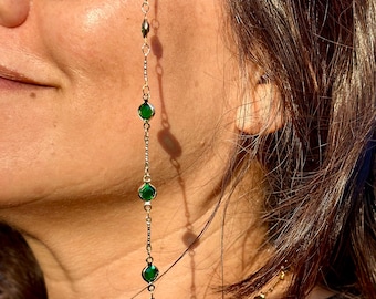 Versatile Green Gem Glasses Chain— 3 in 1 Eye Glasses Chain/Bracelet/Necklace Combo