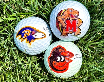 Custom Designed Golf Ball Set-Personalized Hand Painted/Drawn-Unique Gift for Golfers, Golf Lovers, Groomsman, Birthday, Father, Boyfriend