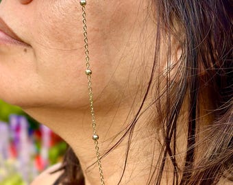 Gold Versatile Beaded Glasses Chain— 3 in 1 Eye Glasses Chain/Bracelet/Necklace Combo
