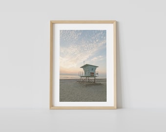 Cardiff Beach Lifeguard Tower Art Print: San Diego Coastal Photography