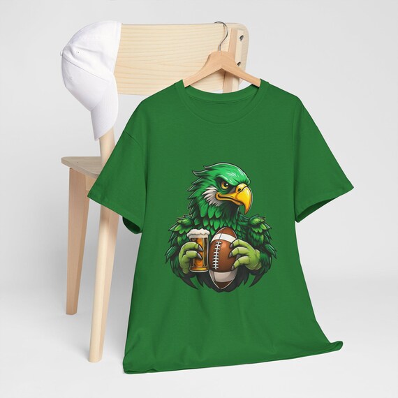 Philadelphia Eagles Fan T-shirt Eagle Holding Beer Football Tee