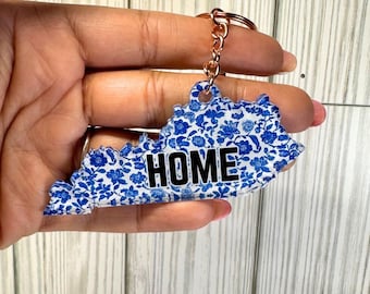 Porte-clés floral Kentucky State : acrylique KY Home Souvenir