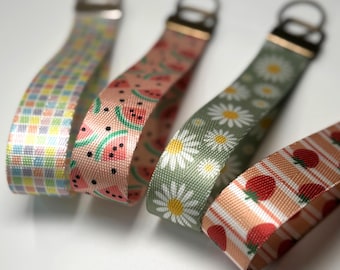Lanière florale avec porte-clés, porte-clés girly