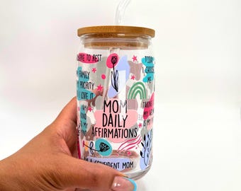 Tasse en verre Affirmation pour la fête des mères : un cadeau inspirant pour les mamans