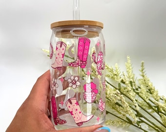 Tasse en verre Disco Cowgirl : gobelet western pour EVJF