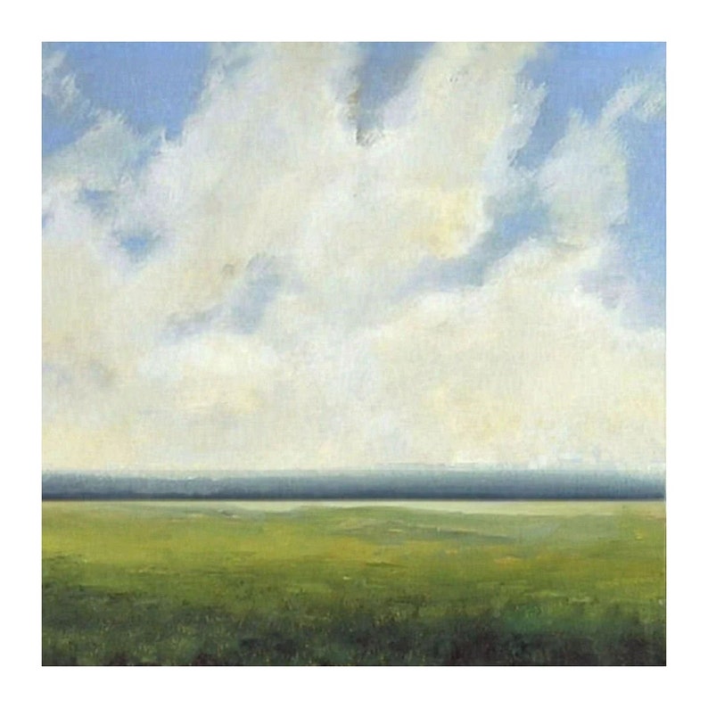 Original Large Oil Painting CUSTOM Modern Abstract Sky Cloud Field LANDSCAPE Art image 1