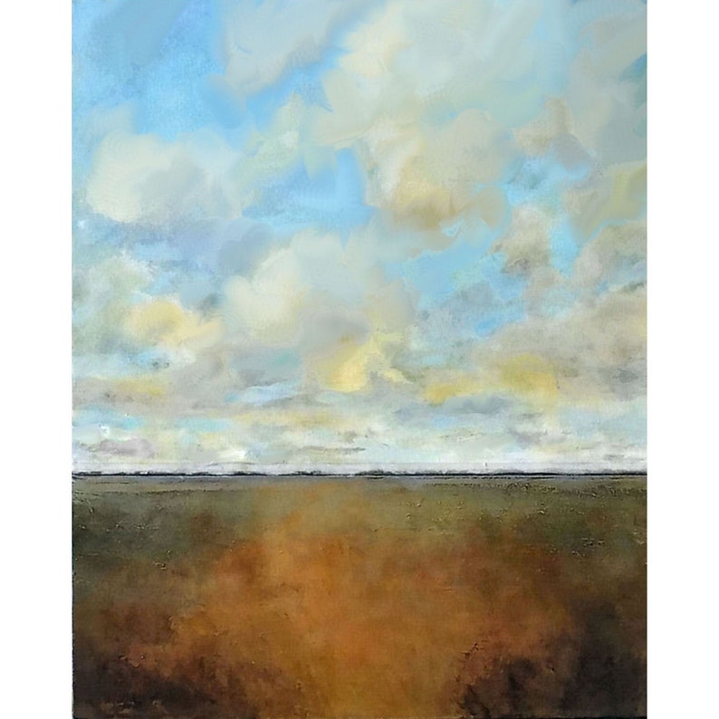Oil Painting Custom Landscape Modern Abstract Sky Cloud Field image 1