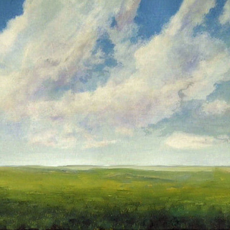 Large Oil Painting CUSTOM Modern Landscape Abstract Sky Cloud Field image 1