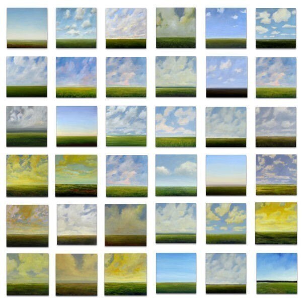 Original Oil Painting 40x40 CUSTOM MODERN ABSTRACT SKY CLOUD FIELD LANDSCAPE ART by J Shears