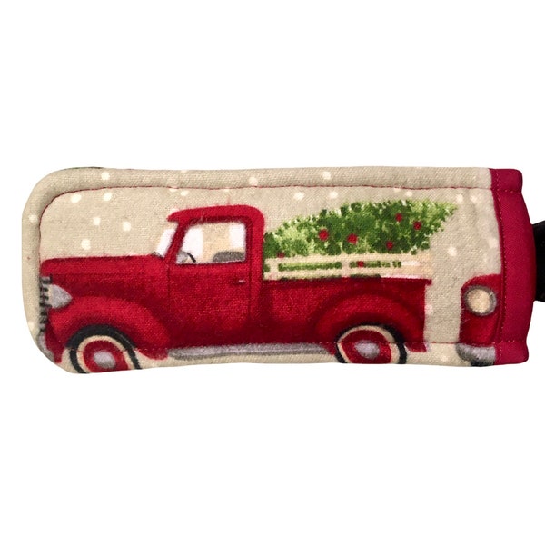 Red Truck Kitchen, Cast Iron Handle Cover, Pot Handle Cover, Red Truck & Christmas Trees, Camper Gifts, Gifts For RV Campers, Skillet Mitt
