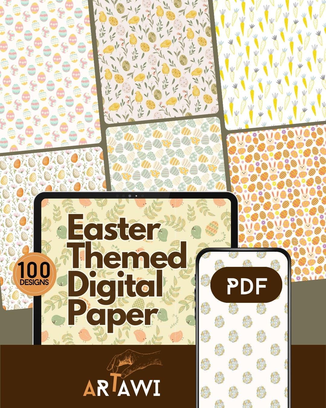 Easter Digital Paper Pack – 100 Spring Bunny & Egg Designs (PDF ...