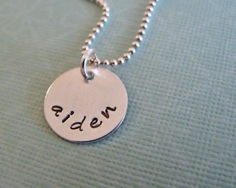 custom mini name necklace - hand stamped sterling silver