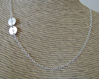 asymmetrical sterling double initial necklace