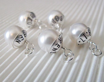 personalized capped pearl charm