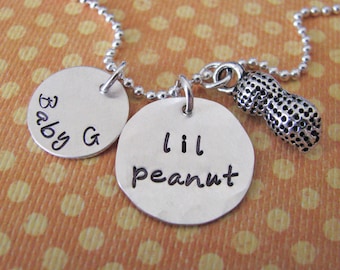 little peanut necklace with custom name charm