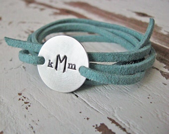 custom wrap bracelet - hand stamped sterling silver