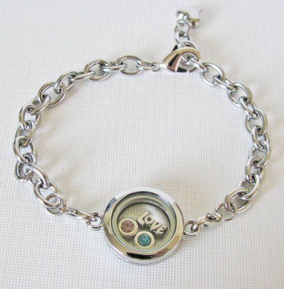 Mini Round Glass Locket Bracelet | Etsy