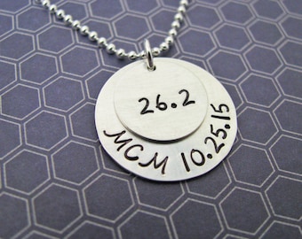 custom marathon necklace - personalize with name or date of race