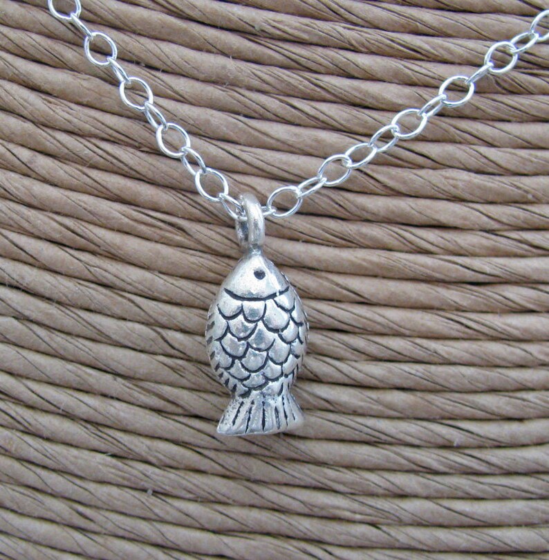 sterling silver fish necklace image 1