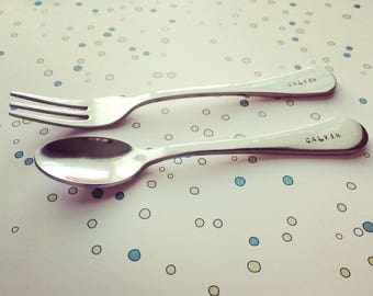 personalized baby spoon and fork set