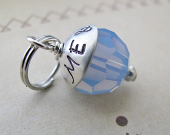 something blue bouquet charm - with personalized bead cap