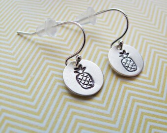 hand stamped pineapple earrings