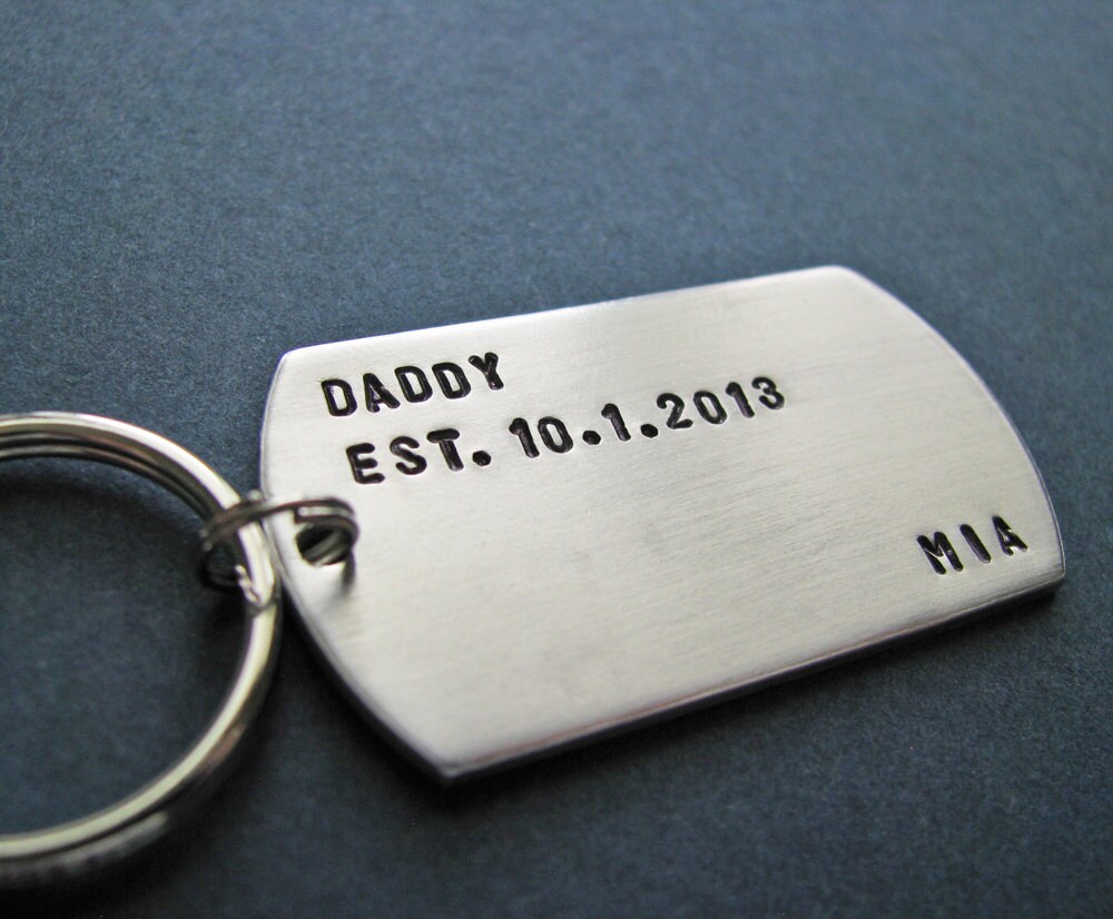 custom daddy dog tag key chain personalized Father's Day Etsy