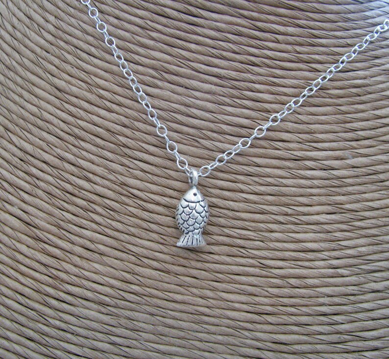 sterling silver fish necklace image 2