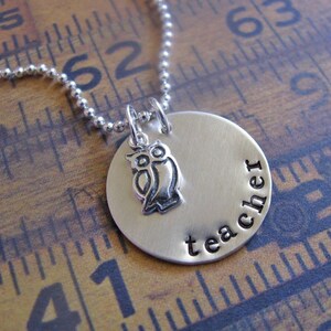 sterling silver owl teacher necklace image 1