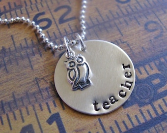 sterling silver owl teacher necklace