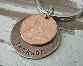 personalized penny key chain - great gift for Dad